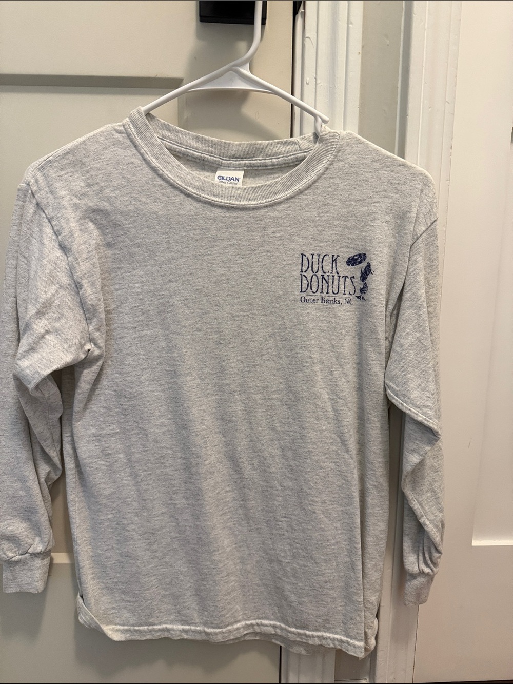 Kids Long Sleeve Duck Donuts T-Shirt in Light Gray